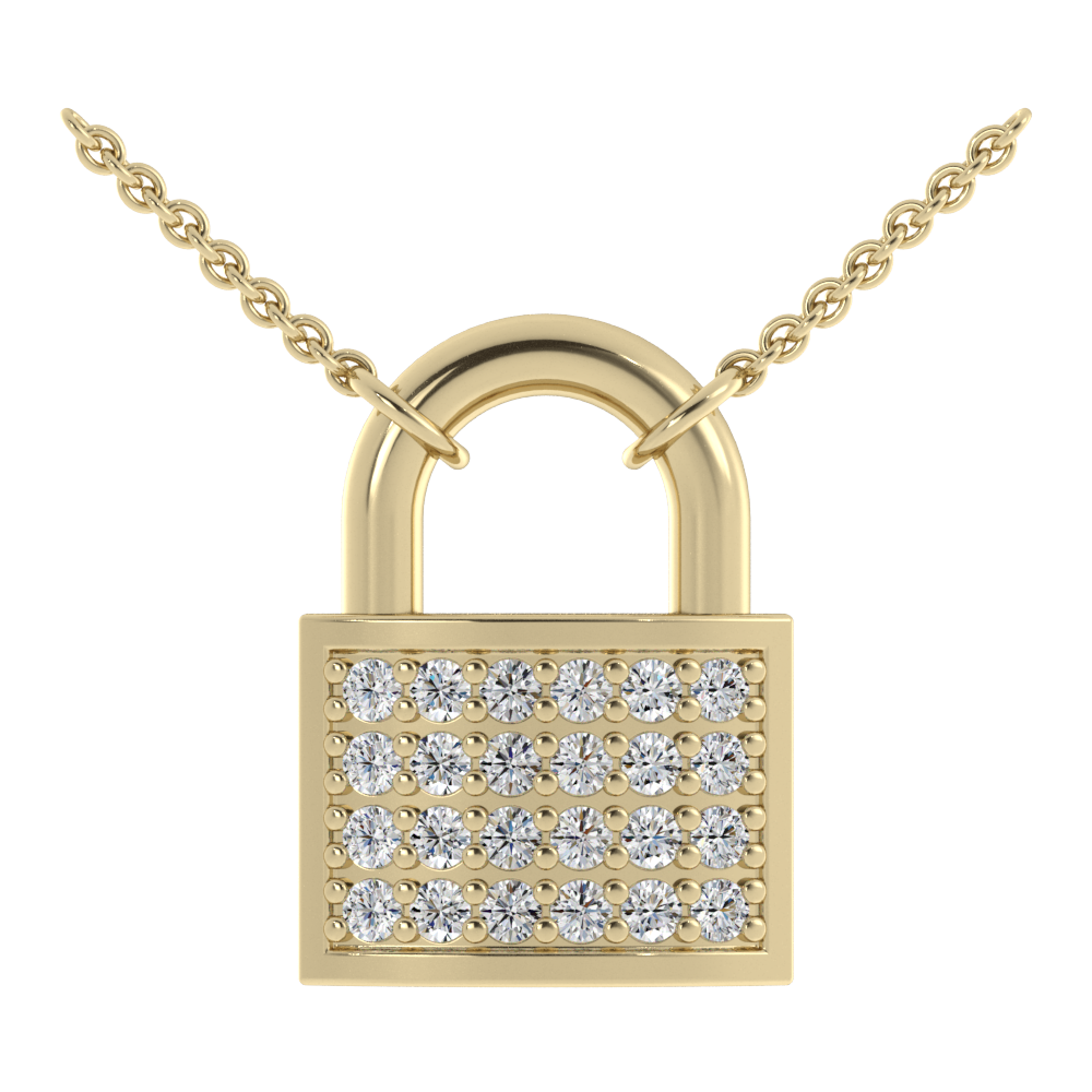 14K White Gold Diamond Padlock Pendant